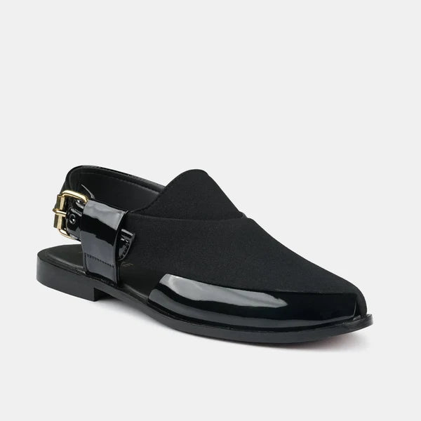 Black Suede & Patent Peshawari Moon Rise