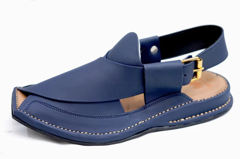 Luxury Zalmi Blue leather Peshawari Chappal