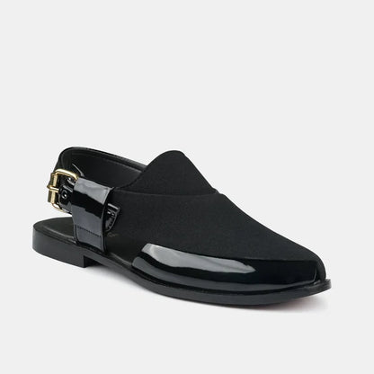 Black Suede & Patent Peshawari Moon Rise