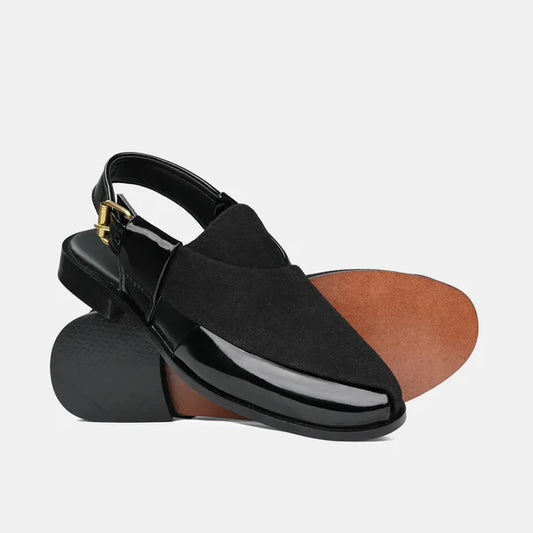 Black Suede & Patent Peshawari Moon Rise