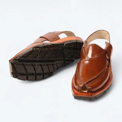 Brown Narozi Saynthatic Leathar Peshawari Chappal -11