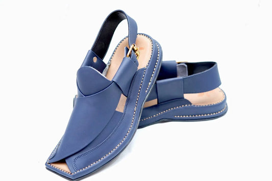 Luxury Zalmi Blue leather Peshawari Chappal
