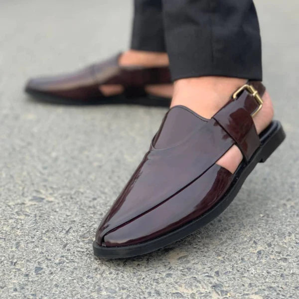 Handmade Oxblood Peshawari Sandal-01