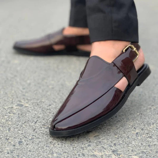 Handmade Oxblood Peshawari Sandal-01
