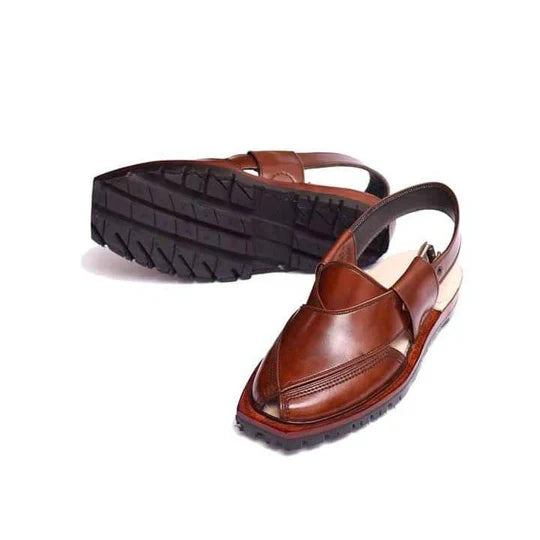Brown Narozi Saynthatic Leathar Peshawari Chappal -11