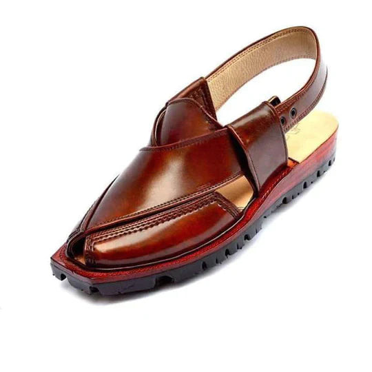 Brown Narozi Saynthatic Leathar Peshawari Chappal -11
